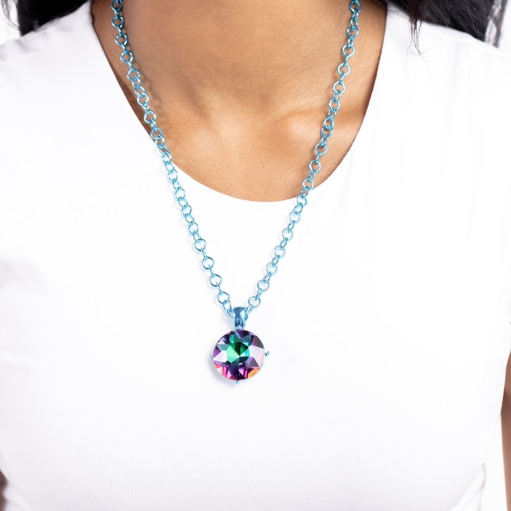 Iridescent Blue Pendant Necklace